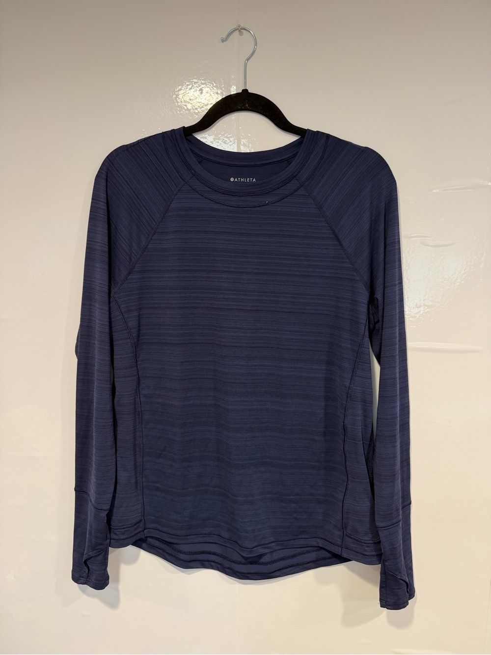 Athleta‎ Navy Striped Long Sleeve Active Top